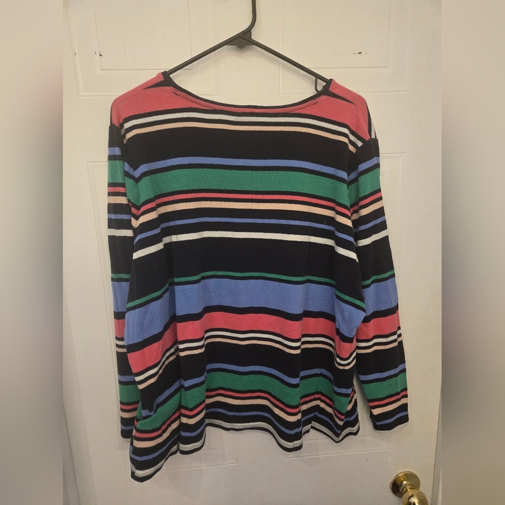 3X TALBOTS Colourful Cotton Striped Long Sleeve Top
